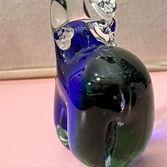 Vintage Blue Green Murano Art Glass Elephant Figurine - 3.5" - Picture 4 of 6